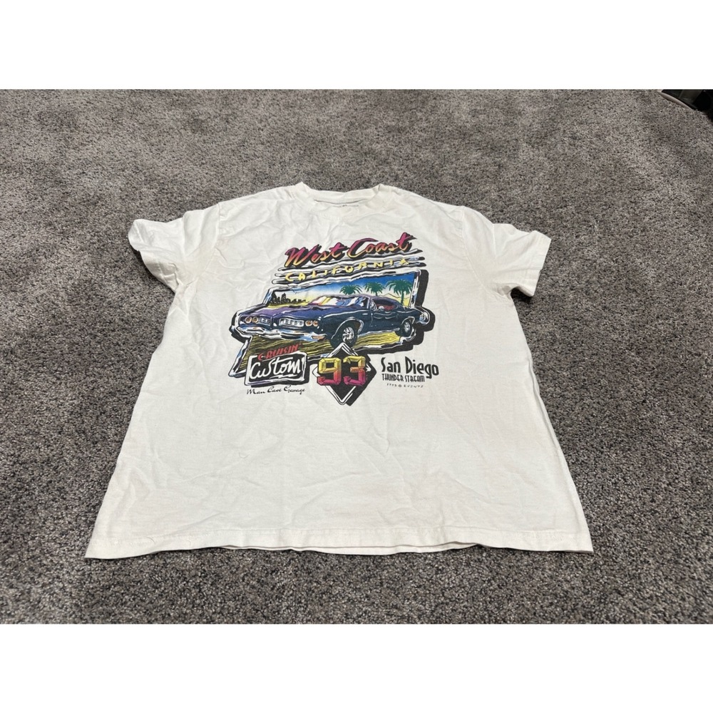 Brandy Melville West Coast California Graphic T-Shirt White San Diego Car Tee